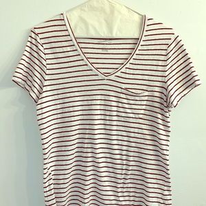 Women’s shirt sleeve striped tee with pocket